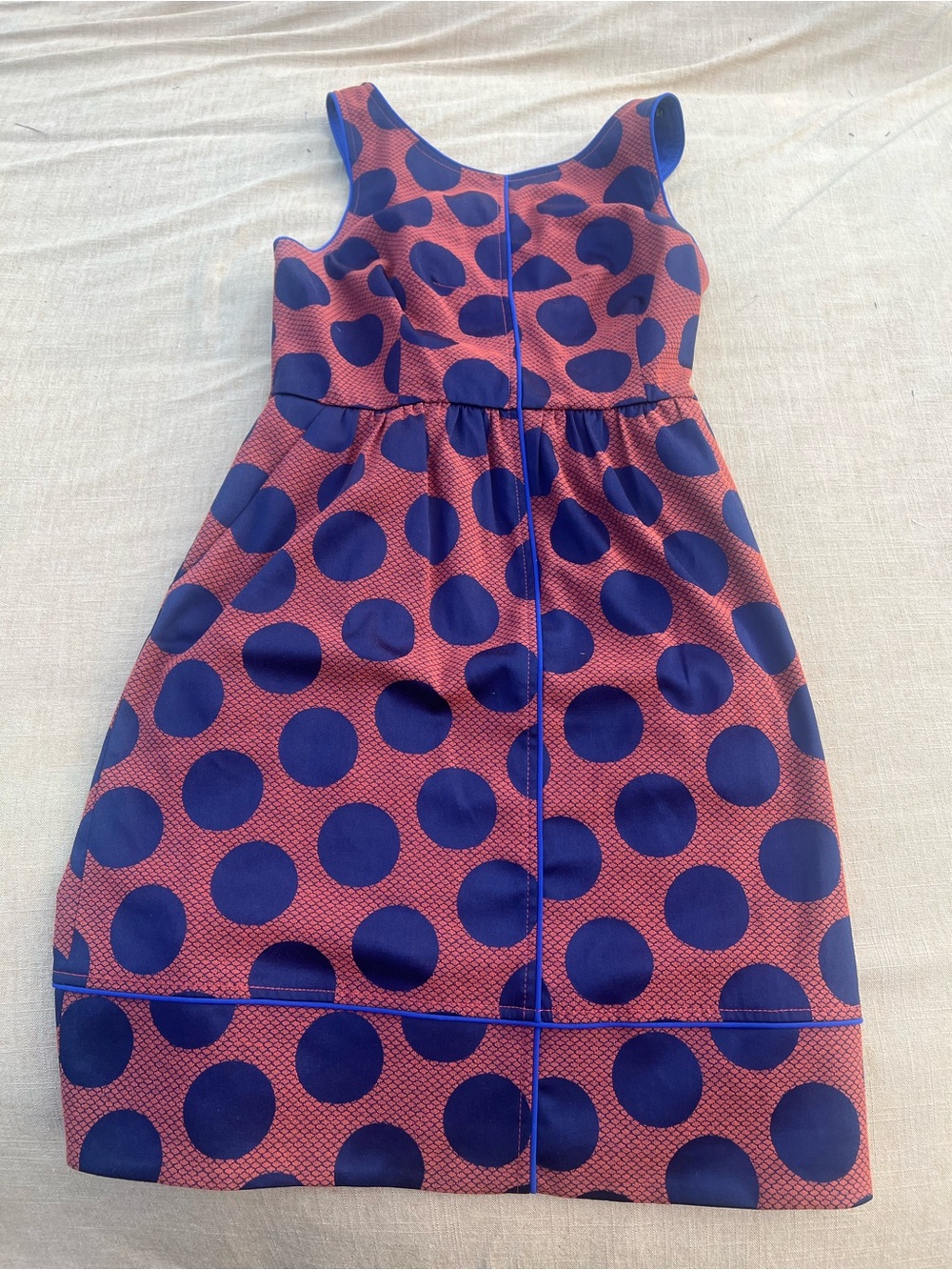 Maeve Anthropologie Rust/Navy Polka Dot Mod Mini Halter Dress Size 10